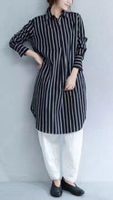 Load image into Gallery viewer, Stripe Art Casual Loose Big Size Long Shirt Dress  Women Tops D163002A - FantasyLinen
