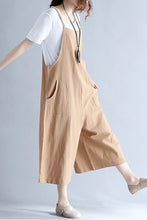 Load image into Gallery viewer, FantasyLinen Linen Casual Loose Overalls, Cotton Plus Size Jumpsuit P10010 - FantasyLinen