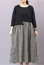 Load image into Gallery viewer, FantasyLinen Casual Loose Plaid Dress, Linen Literary Maxi Dress For Spring Q3010 - FantasyLinen
