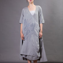Load image into Gallery viewer, Vintage Embroidered V-Neck Cardigan Dress For Women