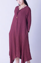 Load image into Gallery viewer, Irregular Sweep Linen Casual Loose Long Dresses Women Clothes Q2602A - FantasyLinen
