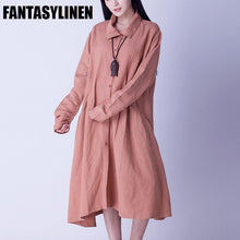 Load image into Gallery viewer, Causel Maxi Size Wind Coat Loose Cotton Linen Long Sleeve Coat Women Clothes W2605A - FantasyLinen