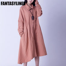 Load image into Gallery viewer, Causel Maxi Size Wind Coat Loose Cotton Linen Long Sleeve Coat Women Clothes W2605A - FantasyLinen