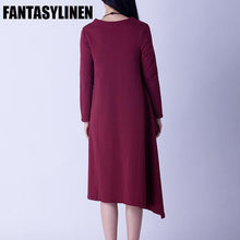 Load image into Gallery viewer, Asymmetrical Casual Loose Long Sleeve Dress Women Clothes Q2801A - FantasyLinen