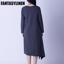 Load image into Gallery viewer, Asymmetrical Casual Loose Long Sleeve Dress Women Clothes Q2801A - FantasyLinen
