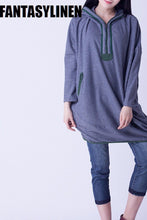 Load image into Gallery viewer, Gray Hood Casual Loose Shirt Women Tops H1201A - FantasyLinen