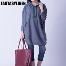 Load image into Gallery viewer, Gray Hood Casual Loose Shirt Women Tops H1201A - FantasyLinen