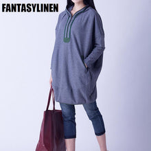 Load image into Gallery viewer, Gray Hood Casual Loose Shirt Women Tops H1201A - FantasyLinen