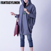 Load image into Gallery viewer, Gray Hood Casual Loose Shirt Women Tops H1201A - FantasyLinen