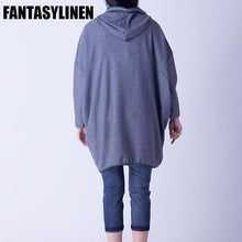 Load image into Gallery viewer, Gray Hood Casual Loose Shirt Women Tops H1201A - FantasyLinen