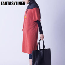 Load image into Gallery viewer, Red Short Sleeve Color Block Dress Women Tops - FantasyLinen