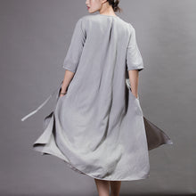 Load image into Gallery viewer, Vintage Embroidered V-Neck Cardigan Dress For Women