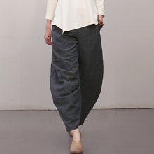 Load image into Gallery viewer, Women Black Linen Casual Pants Spring Loose Trousers K28019