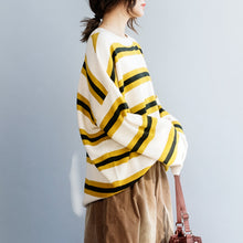 Load image into Gallery viewer, Women&#39;s Casual Yellow Striped Knit Sweater
