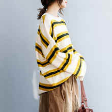 Load image into Gallery viewer, Women's Casual Yellow Striped Knit Sweater