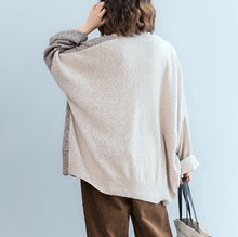 Load image into Gallery viewer, Loose V Neck Plus Size Matching Color Sweater Women