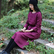 Load image into Gallery viewer, Women Linen Loose Drawstring Waist Dress