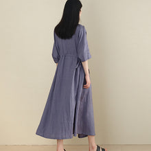 Load image into Gallery viewer, Women Linen Half Sleeve Plus Size Cardigan Dress