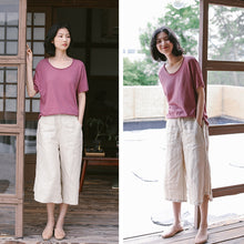 Load image into Gallery viewer, Women Beige Linen Summer Casual Pants Loose Thin Trousers K9523