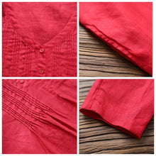 Load image into Gallery viewer, Loose Linen V-Neck Dress For Women