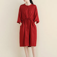 Load image into Gallery viewer, Women Loose Linen Cardigan Belted Dress