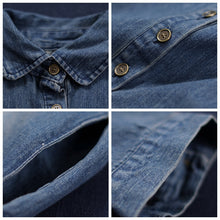 Load image into Gallery viewer, Women Vintage Plus Size Long Sleeved Denim Dress