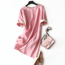 Load image into Gallery viewer, Simple Casual Spliced Linen Dress Women Clothes