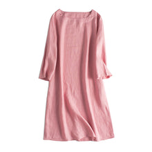 Load image into Gallery viewer, Simple Linen Pure Color 3/4 Sleeve Dress Women Clothes