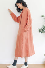 Load image into Gallery viewer, 100%Linen Simple Round Neck Dress For Women