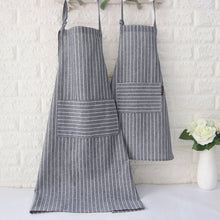 Load image into Gallery viewer, Striped Cotton Linen Parent-Child Aprons Pocket Artist Apron Chef Apron