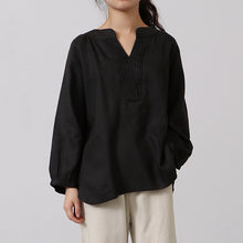 Load image into Gallery viewer, Cotton Linen Casual V Neck Shirt Women Tops