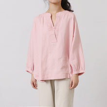 Load image into Gallery viewer, Cotton Linen Casual V Neck Shirt Women Tops