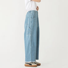 Load image into Gallery viewer, Women Light Blue Cotton Jeans With Wide Legs