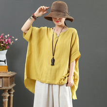 Load image into Gallery viewer, Loose Summer Short Linen Blouse Women Casual Tops 7115
