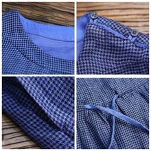 Load image into Gallery viewer, Women Linen Blue Checked Loose Drawstring Waist Dress