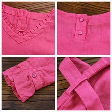 Load image into Gallery viewer, Women Loose Linen v-Neck Girdle Dress