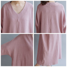 Load image into Gallery viewer, Women Cotton Simple V Neck Loose Dress