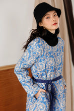 Load image into Gallery viewer, Women Winter Thick Prints Drawstring Waist Dress