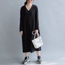 Load image into Gallery viewer, Women Cotton Simple V Neck Loose Dress
