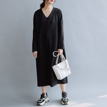 Load image into Gallery viewer, Women Cotton Simple V Neck Loose Dress