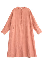 Load image into Gallery viewer, 100%Linen Simple Round Neck Dress For Women