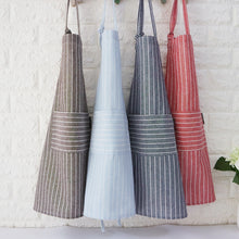 Load image into Gallery viewer, Striped Cotton Linen Parent-Child Aprons Pocket Artist Apron Chef Apron