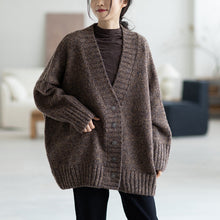 Load image into Gallery viewer, Woolen Cardigan Sweater, Woolen Sweater for Women, V Neck Sweater