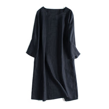 Load image into Gallery viewer, Simple Linen Pure Color 3/4 Sleeve Dress Women Clothes
