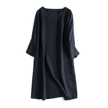 Load image into Gallery viewer, Simple Linen Pure Color 3/4 Sleeve Dress Women Clothes