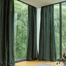 Load image into Gallery viewer, Luxurious Blackish Green100% Pure Linen Curtains Sheer Curtains