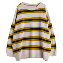 Load image into Gallery viewer, Women's Casual Yellow Striped Knit Sweater