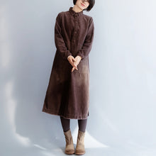 Load image into Gallery viewer, Women's Corduroy Loose Vintage Big Pocket Dress