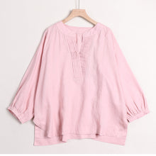Load image into Gallery viewer, Cotton Linen Casual V Neck Shirt Women Tops