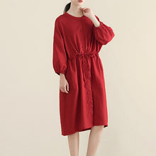 Load image into Gallery viewer, Women Loose Linen Cardigan Belted Dress